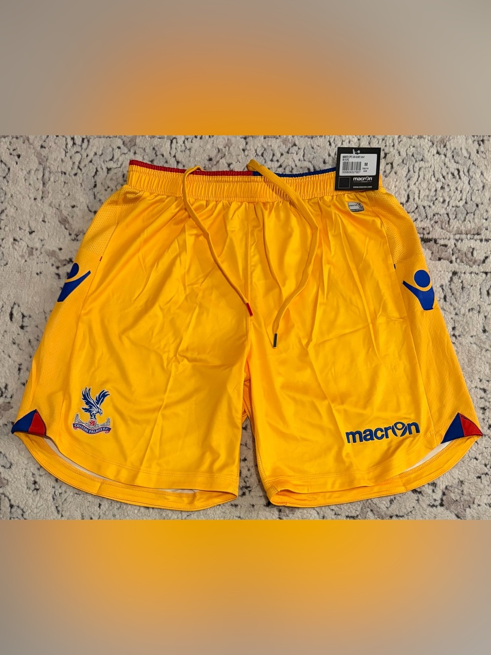 Macron Authentic Crystal Palace 2016/2017 England Soccer Yellow Shorts Men’s M